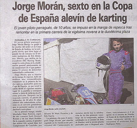 Jorge Moran Huelga hace sexto en la Copa de España alevín de pilotos de Karting 2007